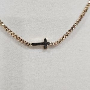 Gold Cross Box Chain Necklace